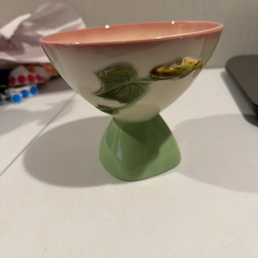 Vtg MCM Rare HTF‎ 1950s Hull Pottery Tokay Tuscany pedestal candy dish No Lid